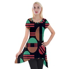 Abstract Geometric Pattern Short Sleeve Side Drop Tunic by Maspions