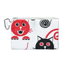 Cat Little Ball Animal Canvas Cosmetic Bag (medium)