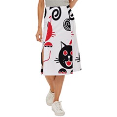 Cat Little Ball Animal Midi Panel Skirt by Maspions