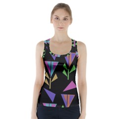Abstract Pattern Flora Flower Racer Back Sports Top