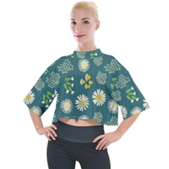 Drawing Flowers Meadow White Mock Neck T-shirt by Maspions
