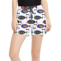 Fish Abstract Colorful Women s Runner Shorts by Maspions