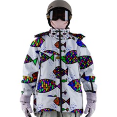 Fish Abstract Colorful Women s Zip Ski And Snowboard Waterproof Breathable Jacket