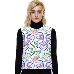 Bloom Nature Plant Pattern Women s Button Up Puffer Vest