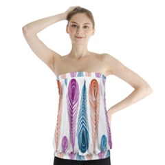 Pen Peacock Colors Colored Pattern Strapless Top