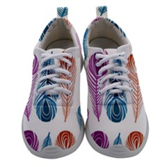 Pen Peacock Colors Colored Pattern Women Athletic Shoes by Maspions