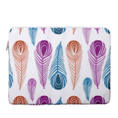 Pen Peacock Colors Colored Pattern 16  Vertical Laptop Sleeve Case With Pocket