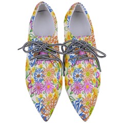 Bloom Flora Pattern Printing Pointed Oxford Shoes