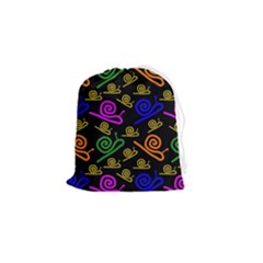 Pattern-repetition-snail-blue Drawstring Pouch (small)