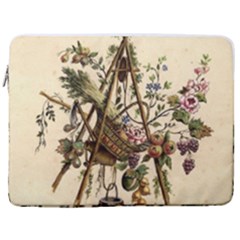 Vintage-antique-plate-china 17  Vertical Laptop Sleeve Case With Pocket by Maspions