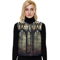 Stained Glass Window Gothic Women s Button Up Puffer Vest