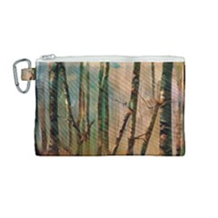 Woodland Woods Forest Trees Nature Outdoors Mist Moon Background Artwork Book Canvas Cosmetic Bag (medium) by Posterlux