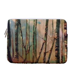 Woodland Woods Forest Trees Nature Outdoors Mist Moon Background Artwork Book 13  Vertical Laptop Sleeve Case With Pocket by Posterlux