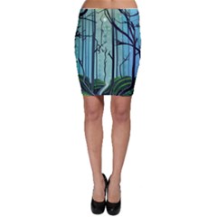 Nature Outdoors Night Trees Scene Forest Woods Light Moonlight Wilderness Stars Bodycon Skirt by Posterlux