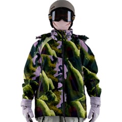 Outdoors Night Full Moon Setting Scene Woods Light Moonlight Nature Wilderness Landscape Women s Zip Ski And Snowboard Waterproof Breathable Jacket by Posterlux