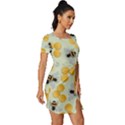 Bees Pattern Honey Bee Bug Honeycomb Honey Beehive Fitted Knot Split End Bodycon Dress View3