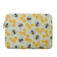 Bees Pattern Honey Bee Bug Honeycomb Honey Beehive 15  Vertical Laptop Sleeve Case With Pocket by Bedest