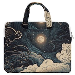 Starry Sky Moon Space Cosmic Galaxy Nature Art Clouds Art Nouveau Abstract Macbook Pro 13  Double Pocket Laptop Bag by Posterlux