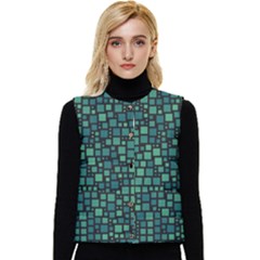 Squares Cubism Geometric Background Women s Button Up Puffer Vest by Maspions