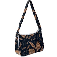 Background Pattern Leaves Texture Zip Up Shoulder Bag