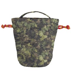 Green Camouflage Military Army Pattern Drawstring Bucket Bag by Maspions