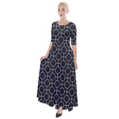 Geometric Pattern Design White Half Sleeves Maxi Dress by Maspions
