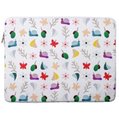 Snails Butterflies Pattern Seamless 17  Vertical Laptop Sleeve Case With Pocket by Maspions