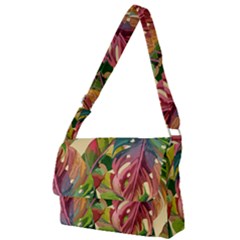 Monstera Colorful Leaves Foliage Full Print Messenger Bag (l)
