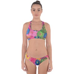 Colorful Abstract Patterns Cross Back Hipster Bikini Set
