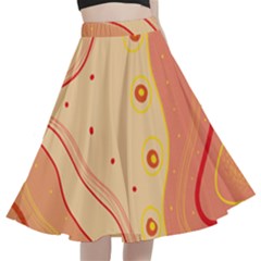Lines Abstract Colourful Design A-line Full Circle Midi Skirt With Pocket
