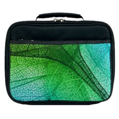 3d Leaves Texture Sheet Blue Green Lunch Bag by Cemarart