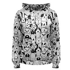 Seamless Pattern With Black White Doodle Dogs Women s Pullover Hoodie by Grandong