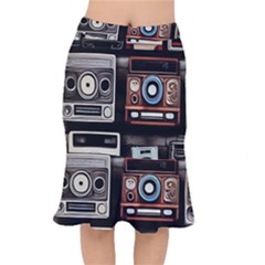 Retro Cameras Old Vintage Antique Technology Wallpaper Retrospective Short Mermaid Skirt by Grandong