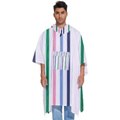Stripes Pattern Abstract Retro Vintage Men s Hooded Rain Ponchos by Maspions