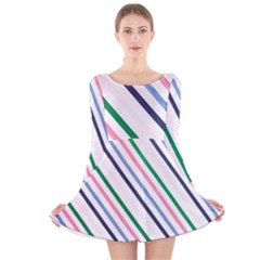 Retro Vintage Stripe Pattern Abstract Long Sleeve Velvet Skater Dress