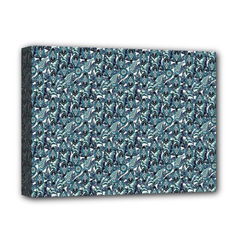 Blue Paisley Deluxe Canvas 16  X 12  (stretched)  by DinkovaArt