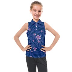 Flowers Floral Background Kids  Sleeveless Polo T-shirt