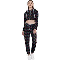 Background Ornamental Pattern Cropped Zip Up Lounge Set by Maspions