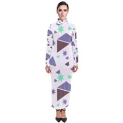 Seamless Pattern Geometric Texture Turtleneck Maxi Dress by Maspions