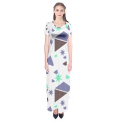 Seamless Pattern Geometric Texture Short Sleeve Maxi Dress by Maspions
