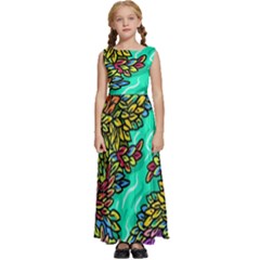 Background Leaves River Nature Kids  Satin Sleeveless Maxi Dress by Maspions