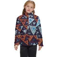 Fractal Triangle Geometric Abstract Pattern Kids  Puffer Bubble Jacket Coat