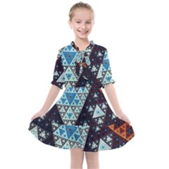 Fractal Triangle Geometric Abstract Pattern Kids  All Frills Chiffon Dress
