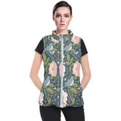 Spring Design With Watercolor Flowers Women s Puffer Vest by AlexandrouPrints