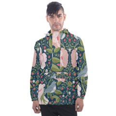 Spring Design With Watercolor Flowers Men s Front Pocket Pullover Windbreaker by AlexandrouPrints