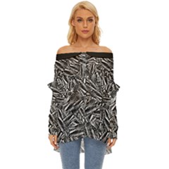 Monochrome Mirage Off Shoulder Chiffon Pocket Shirt