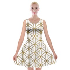 Gold Flower Of Life Sacred Geometry Velvet Skater Dress