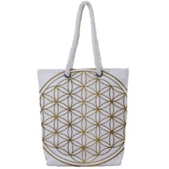 Gold Flower Of Life Sacred Geometry Full Print Rope Handle Tote (small)