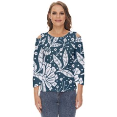 Spring Pattern Cut Out Wide Sleeve Top