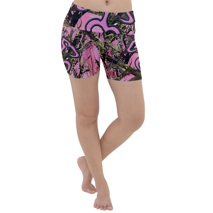 Pink Browning Deer Glitter Camo Lightweight Velour Yoga Shorts